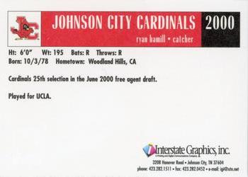 2000 Johnson City Cardinals #NNO Ryan Hamill Back