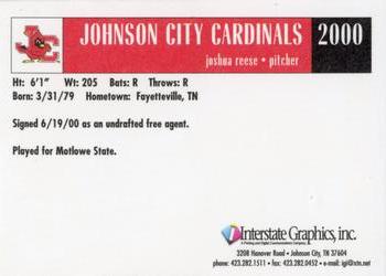 2000 Johnson City Cardinals #NNO Joshua Reese Back