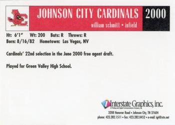 2000 Johnson City Cardinals #NNO William Schmitt Back