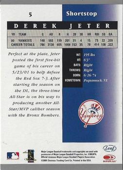 2001 Leaf Certified Materials #5 Derek Jeter Back