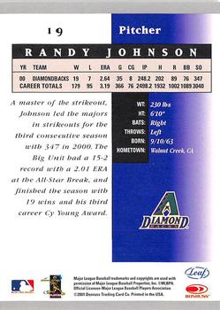 2001 Leaf Certified Materials #19 Randy Johnson Back