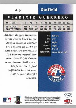 2001 Leaf Certified Materials #25 Vladimir Guerrero Back