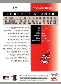 2001 Leaf Certified Materials #27 Roberto Alomar Back