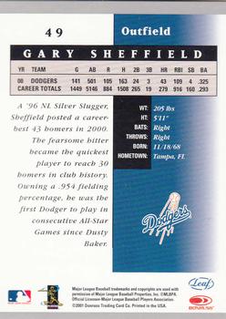 2001 Leaf Certified Materials #49 Gary Sheffield Back