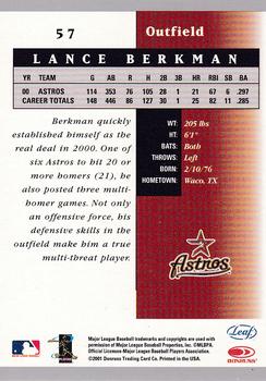 2001 Leaf Certified Materials #57 Lance Berkman Back