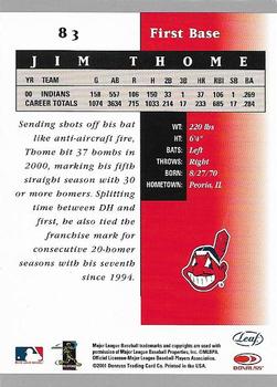 2001 Leaf Certified Materials #83 Jim Thome Back