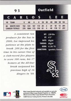 2001 Leaf Certified Materials #93 Carlos Lee Back