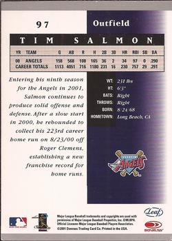 2001 Leaf Certified Materials #97 Tim Salmon Back