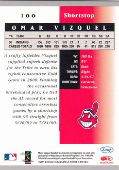 2001 Leaf Certified Materials #100 Omar Vizquel Back