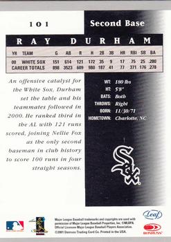 2001 Leaf Certified Materials #101 Ray Durham Back