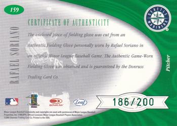 2001 Leaf Certified Materials #159 Rafael Soriano Back