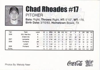2010 Fargo-Moorhead RedHawks #NNO Chad Rhoades Back