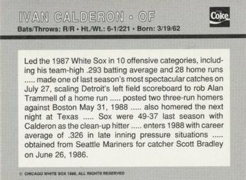 1988 Coca-Cola Chicago White Sox #NNO Ivan Calderon Back