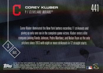2017 Topps Now #441 Corey Kluber Back