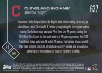 2017 Topps Now #637 Cleveland Indians Back