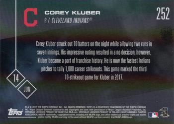 2017 Topps Now #252 Corey Kluber Back