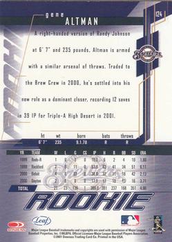 2001 Leaf Rookies & Stars #124 Gene Altman Back