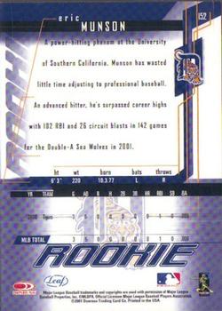 2001 Leaf Rookies & Stars #152 Eric Munson Back