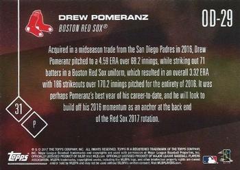 2017 Topps Now Road to Opening Day Boston Red Sox #OD-29 Drew Pomeranz Back
