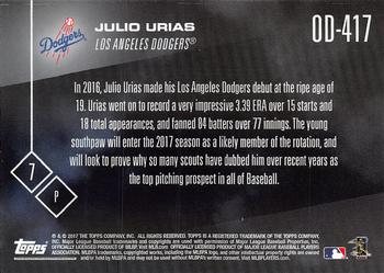 2017 Topps Now Road to Opening Day Los Angeles Dodgers #OD-417 Julio Urias Back
