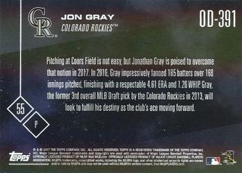 2017 Topps Now Road to Opening Day Colorado Rockies #OD-391 Jon Gray Back
