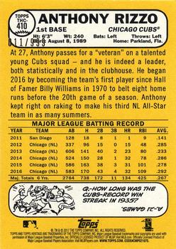 2017 Topps Heritage - Chrome #THC-410 Anthony Rizzo Back