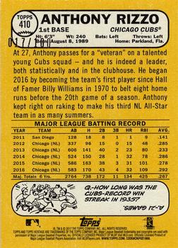 2017 Topps Heritage - Mini #410 Anthony Rizzo Back