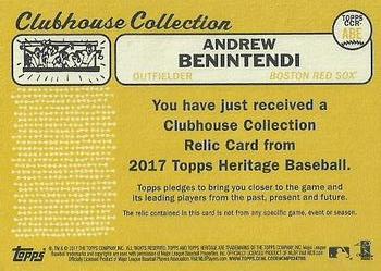 2017 Topps Heritage - Clubhouse Collection Relics #CCR-ABE Andrew Benintendi Back