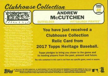 2017 Topps Heritage - Clubhouse Collection Relics #CCR-AM Andrew McCutchen Back