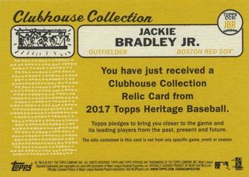 2017 Topps Heritage - Clubhouse Collection Relics #CCR-JBR Jackie Bradley Jr. Back