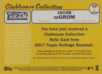 2017 Topps Heritage - Clubhouse Collection Relics #CCR-JD Jacob deGrom Back