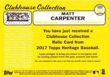 2017 Topps Heritage - Clubhouse Collection Relics #CCR-MCA Matt Carpenter Back