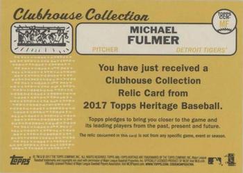 2017 Topps Heritage - Clubhouse Collection Relics #CCR-MF Michael Fulmer Back