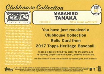 2017 Topps Heritage - Clubhouse Collection Relics #CCR-MT Masahiro Tanaka Back