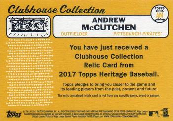 2017 Topps Heritage - Clubhouse Collection Relics #CCR-AM Andrew McCutchen Back