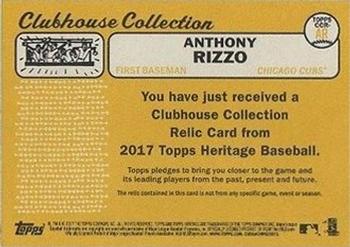2017 Topps Heritage - Clubhouse Collection Relics #CCR-AR Anthony Rizzo Back
