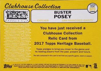 2017 Topps Heritage - Clubhouse Collection Relics #CCR-BPO Buster Posey Back