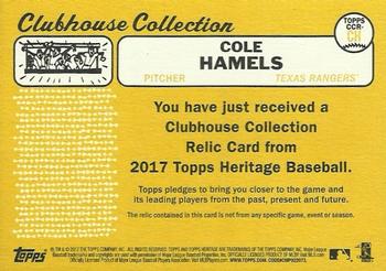 2017 Topps Heritage - Clubhouse Collection Relics #CCR-CH Cole Hamels Back