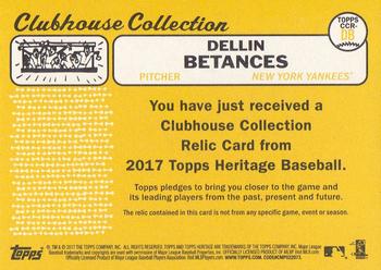 2017 Topps Heritage - Clubhouse Collection Relics #CCR-DB Dellin Betances Back
