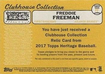 2017 Topps Heritage - Clubhouse Collection Relics #CCR-FF Freddie Freeman Back