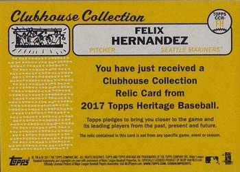 2017 Topps Heritage - Clubhouse Collection Relics #CCR-FH Felix Hernandez Back