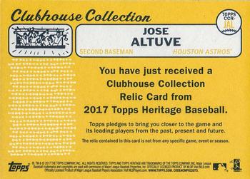2017 Topps Heritage - Clubhouse Collection Relics #CCR-JAL Jose Altuve Back