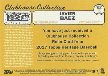 2017 Topps Heritage - Clubhouse Collection Relics #CCR-JB Javier Baez Back
