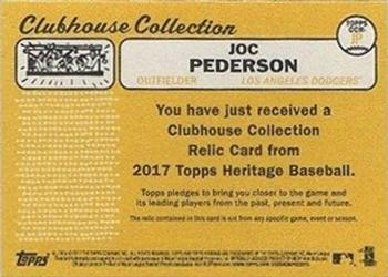 2017 Topps Heritage - Clubhouse Collection Relics #CCR-JP Joc Pederson Back