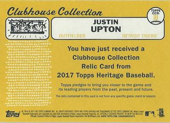 2017 Topps Heritage - Clubhouse Collection Relics #CCR-JU Justin Upton Back