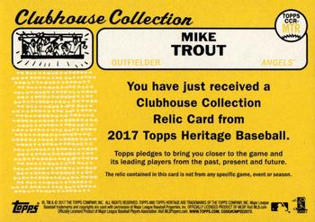 2017 Topps Heritage - Clubhouse Collection Relics #CCR-MTR Mike Trout Back