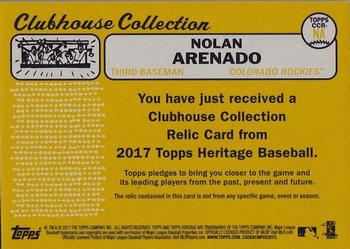 2017 Topps Heritage - Clubhouse Collection Relics #CCR-NA Nolan Arenado Back