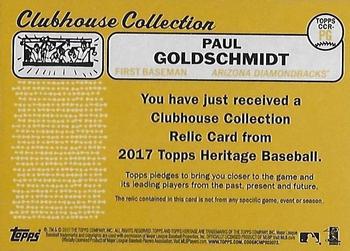 2017 Topps Heritage - Clubhouse Collection Relics #CCR-PG Paul Goldschmidt Back