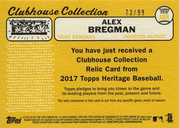 2017 Topps Heritage - Clubhouse Collection Relics Gold #CCR-ABR Alex Bregman Back