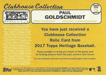 2017 Topps Heritage - Clubhouse Collection Relics Gold #CCR-PG Paul Goldschmidt Back
